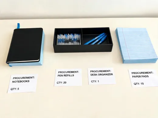 Notebooks refills and desk writing essentials